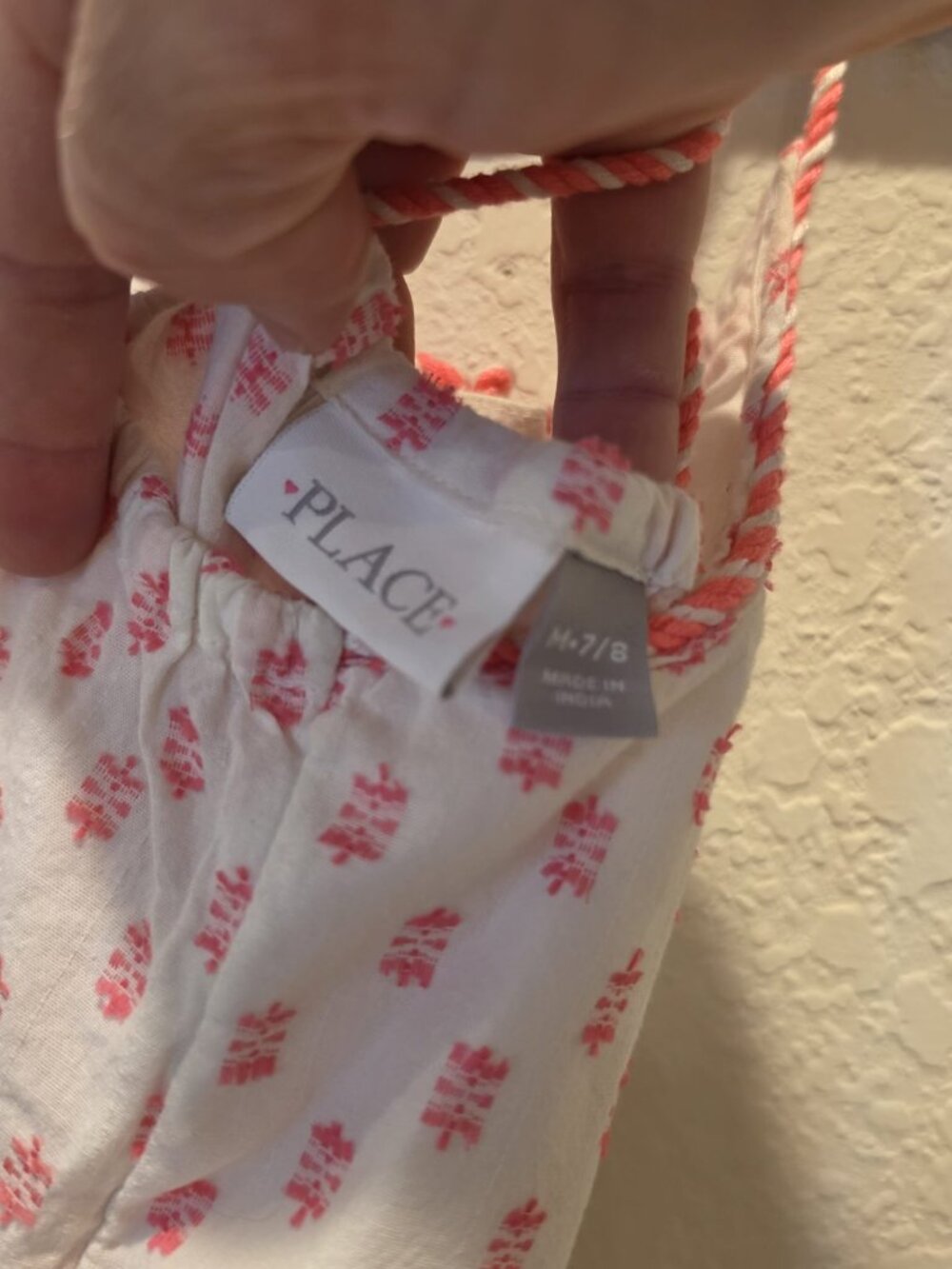 The Children's Place Girls White Novelty Print Dress Rope Ties M 7/8 - Picture 2 of 2